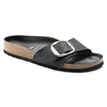 Dámské Madrid Birkenstock Big Přezkou Oiled Læder Černé | CZ 414GSO